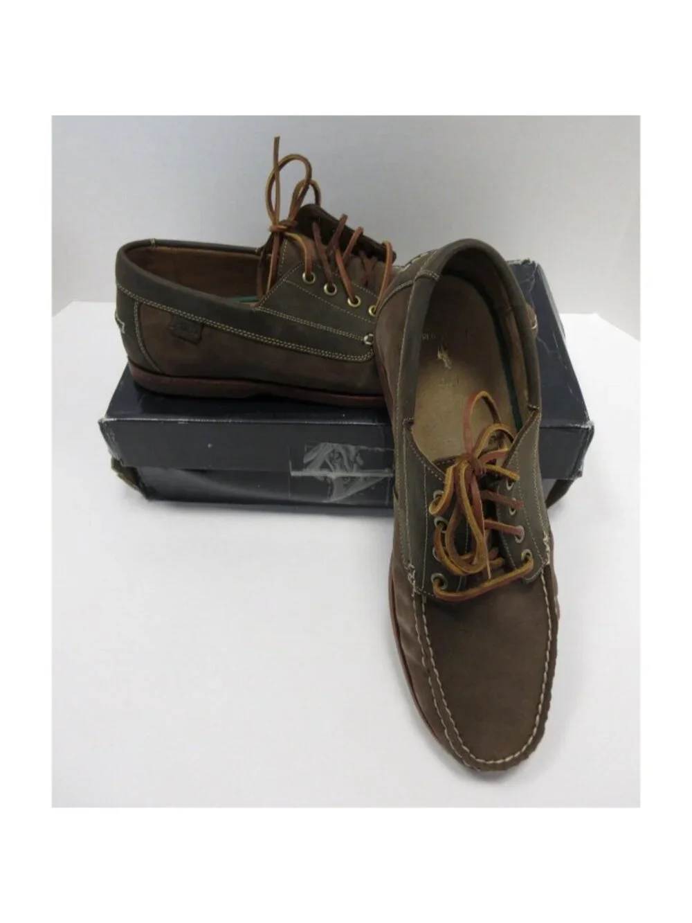 Polo Ralph Lauren Boat Shoes 11.5 D Blackley 4 Eye Oiled Suede Leather